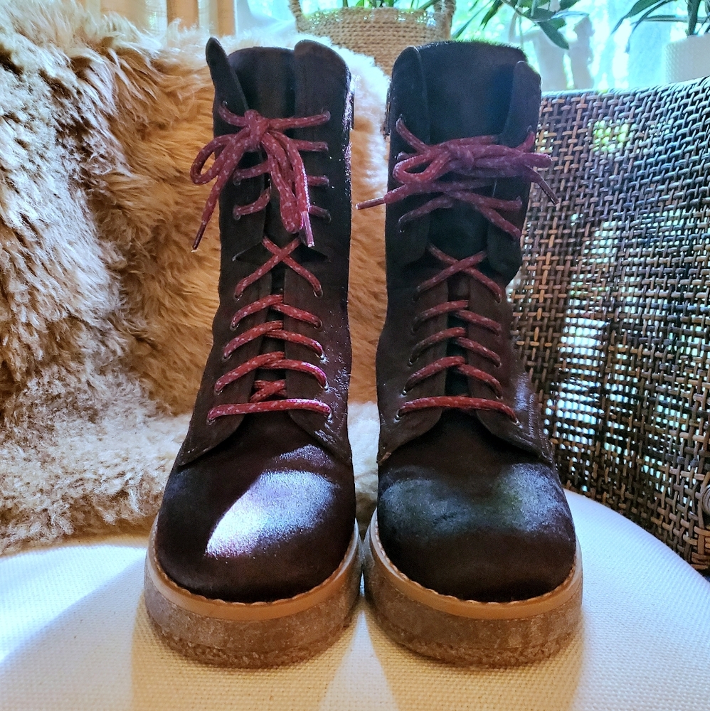 Free People | Burgundy Taos Lace Up Boot size 38